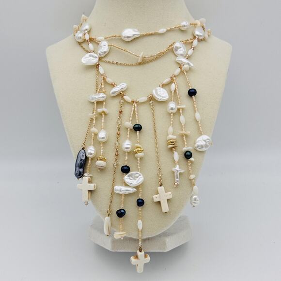 Free People Jewelry - Free People Ariana Ost Something Beautiful Layered Cross Statement Necklace NWT
